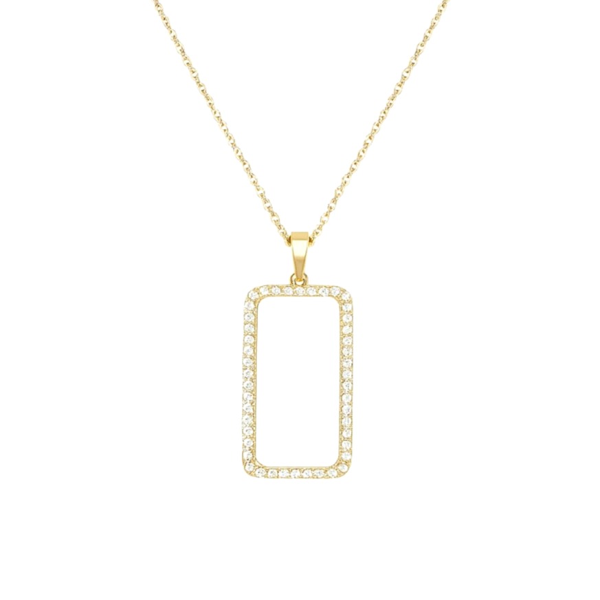 Дамско колие с правоъгълна висулка и цирконий