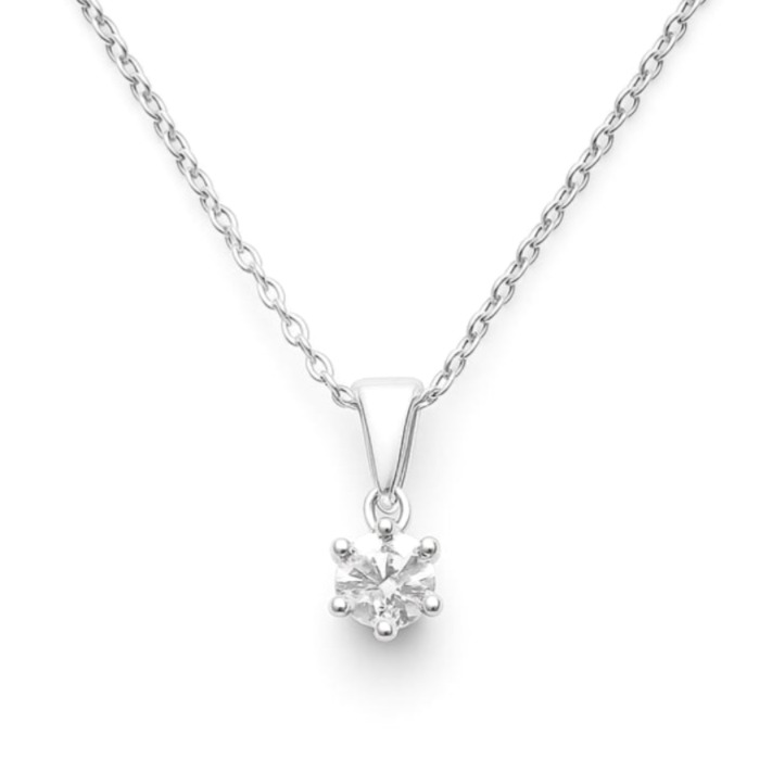 Елегантно колие от бяло злато с цирконий