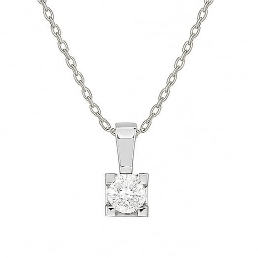 Изящно колие от бяло злато с диамант