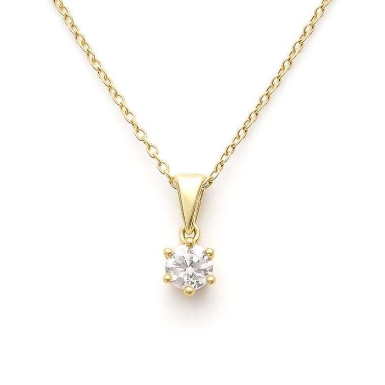 Колие от жълто злато с цирконий