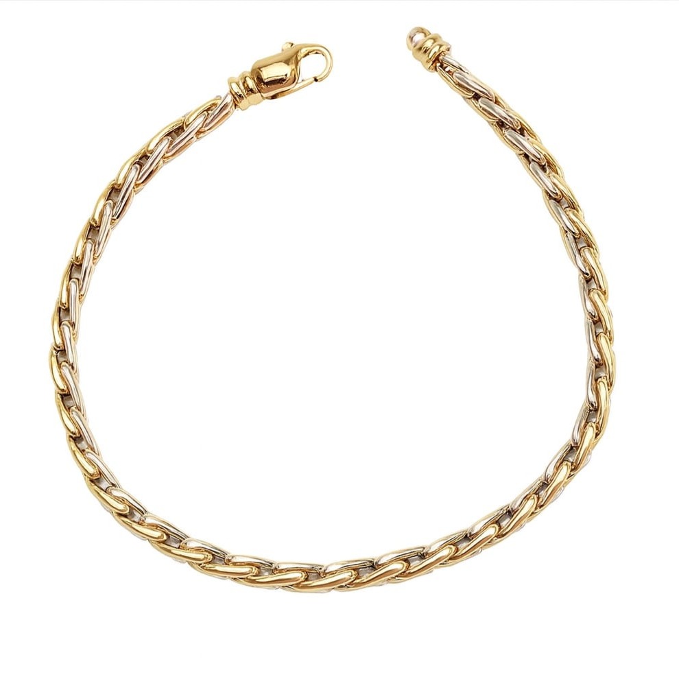 Златна Гривна от 14 карата бяло и жълто злато