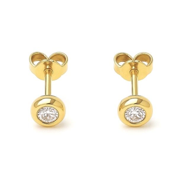 Златни обеци с диаманти и жълто злато