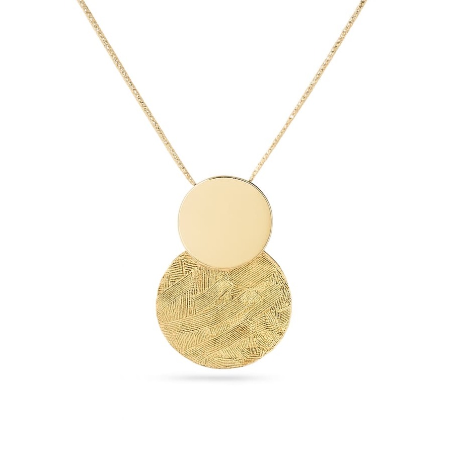 Златно дамско колие с двойна кръгла висулка