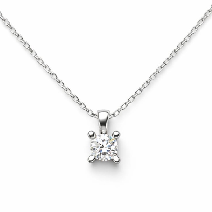 Колие от бяло злато с диамант