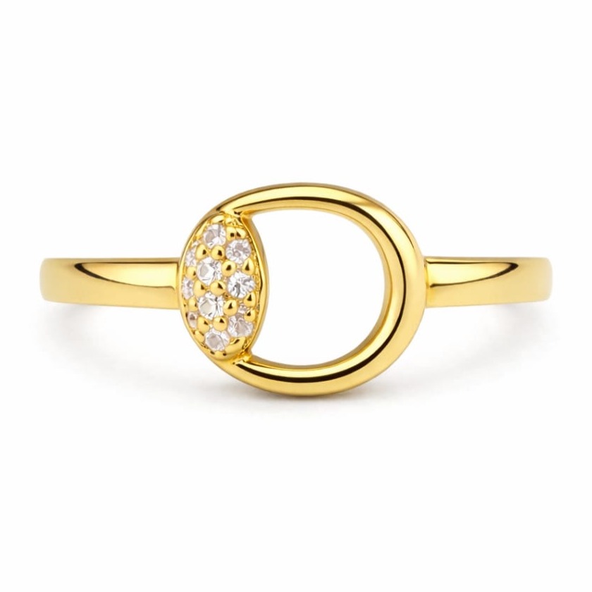 Пръстен от жълто злато с цирконий