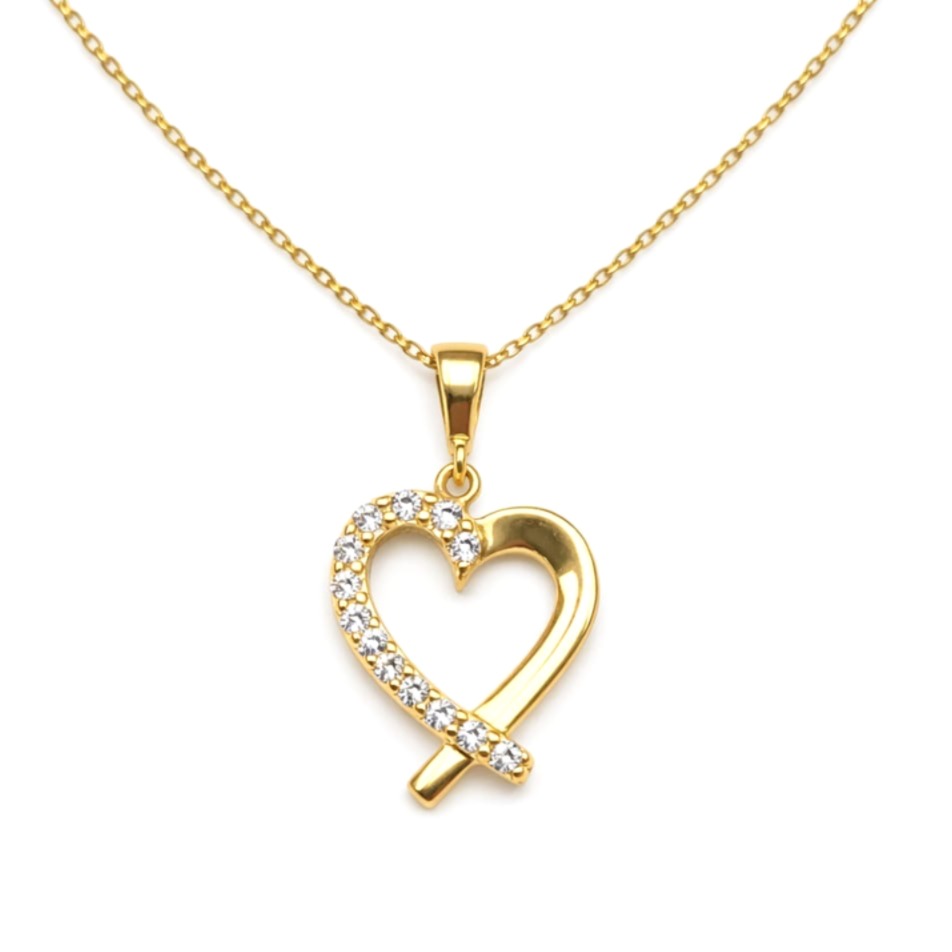Дамско колие сърце с цирконий