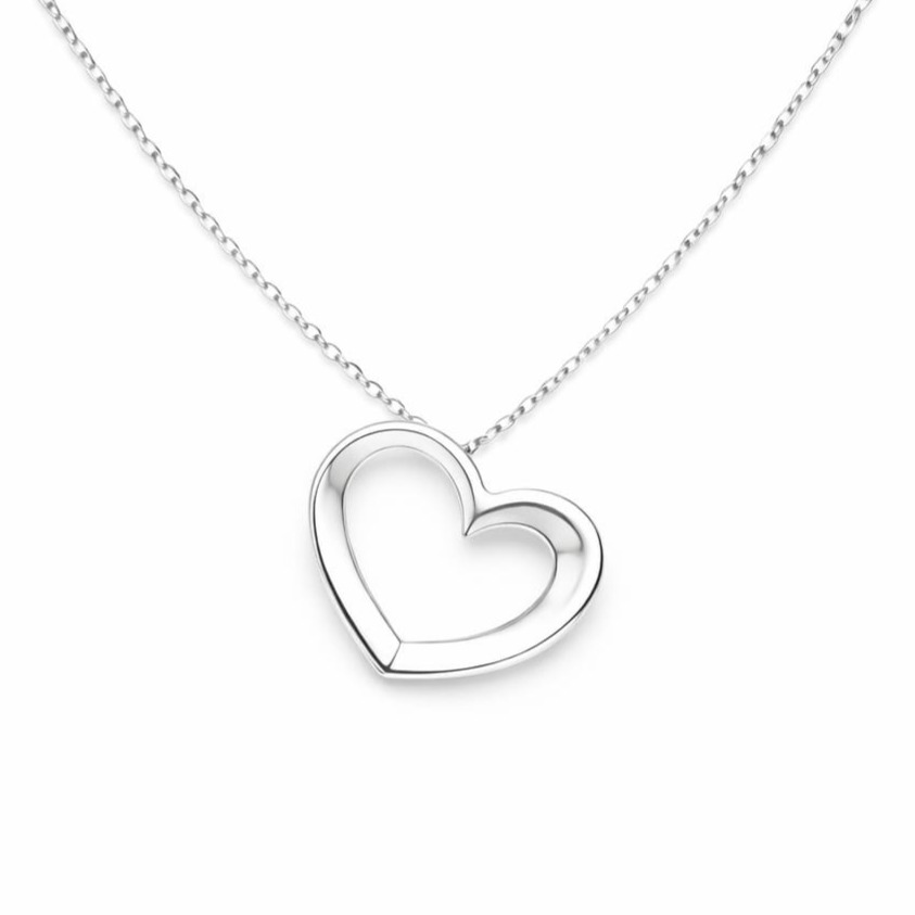 Колие сърце от бяло злато