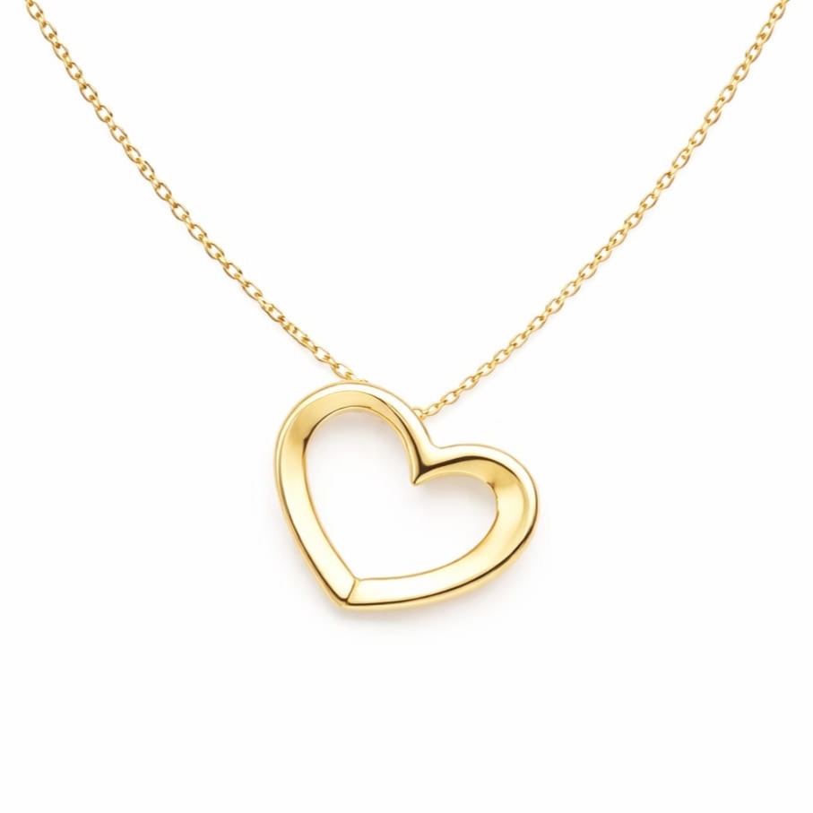 Колие сърце от жълто злато